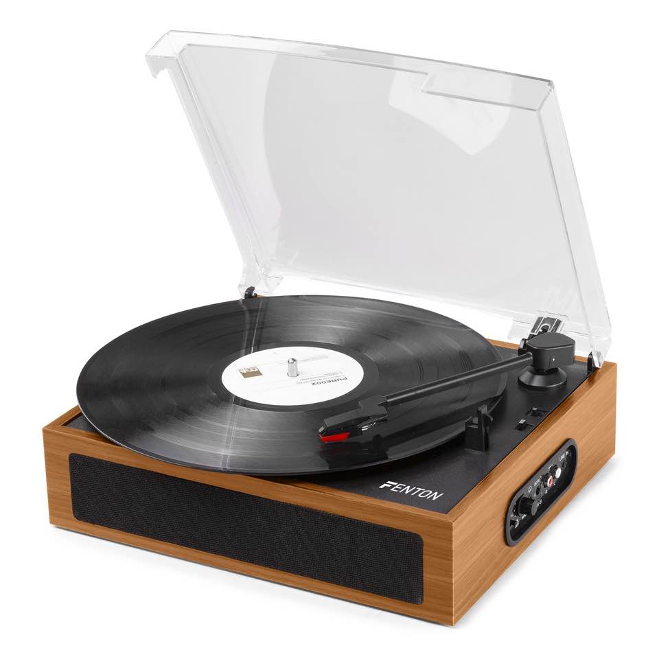 Giradischi vintage + porta dischi Record Player+Case Wood